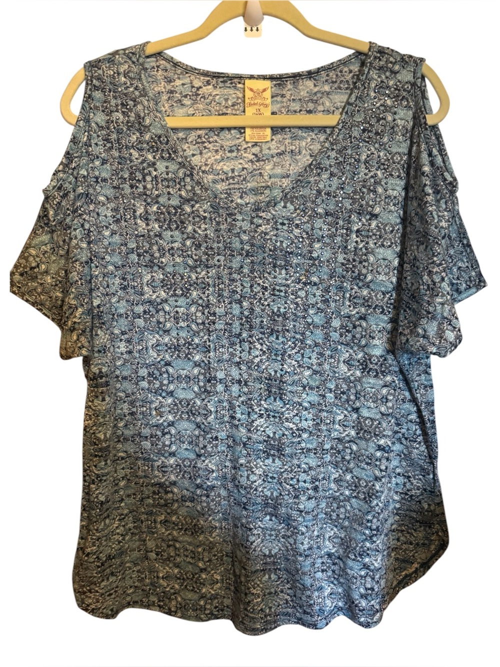 Faded glory ladies top blouse 1x cold shoulder womens plus 16 - 18 
Guc